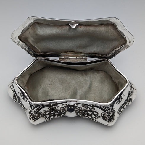 1905年 英国アンティーク 純銀製 ジュエリーボックス 202g Jones & Crompton